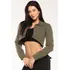 Jaqueta Cropped Feminina Em Sarja Planet Girls Verde Escuro