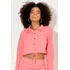 Jaqueta Cropped Feminina Sarja Desfiada Planet Girls Rosa Mé