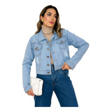 Jaqueta Curto Jeans Feminina