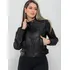 Jaqueta De Couro Feminina Slim Fit Blusa Frio Ziper E Bolsos