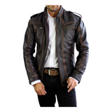 Jaqueta De Couro Legítimo Cafe Racer Vintage Casual E Moto