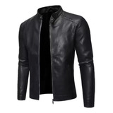 Jaqueta De Couro Motoqueiro Masculina Impermeável Slim Top