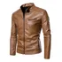 Jaqueta De Couro Pu Masculina Slim Fit Com Forro De Veludo