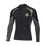 Jaqueta De Neoprene Masculina De 1-5 Mm Da Wetsuit Top Com Zíper Frontal- Mangas Compridas- Roupa De Mergulho- Para Nadar- Mergulho- Surfe- Preto- Medium