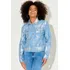 Jaqueta Feminina Destroyed Tingida Planet Girls Jeans Claro