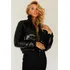 Jaqueta Feminina Paetê Gola Alta Planet Girls Preto