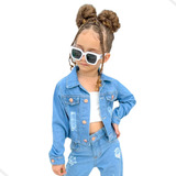 Jaqueta Jeans Claro Menina Criança Infantil Presente