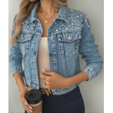 Jaqueta Jeans Com Perolas