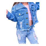 Jaqueta Jeans Com Perolas