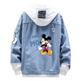 Jaqueta Jeans De Estilo Casual Com Padrão Mickey Mouse Walk