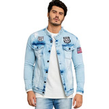 Jaqueta Jeans Destroyed Slim Fit Masculina