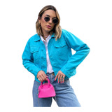 Jaqueta Jeans Feminina Botao
