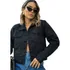 Jaqueta Jeans Feminina Botão Encapado Tendência Da Moda