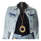 Jaqueta Jeans Feminina Cropped