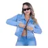Jaqueta Jeans Feminina Curta Moda Botão Forrado Inverno 