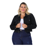 Jaqueta Jeans Feminina Plus Size Casaco Cropped Curta Blusa