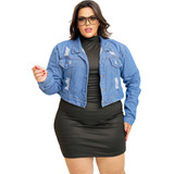 Jaqueta Jeans Feminina Plus