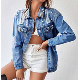 Jaqueta Jeans Feminina Slim
