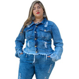 Jaqueta Jeans Feminino Plus