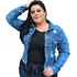 Jaqueta Jeans Feminino Plus Size Detalhe Rasgado G1 Ao G4