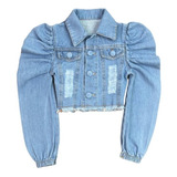 Jaqueta Jeans Infantil Manga Bufante Mini