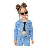 Jaqueta Jeans Infantil Menina Com Destroyed Rasgos