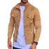 Jaqueta Jeans Ocre Slim Fit Destroyed Rasgada Masculina