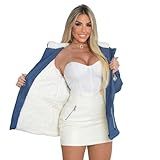 Jaqueta Jeans Parka Feminina Forrada Com Pelinhos Teddy
