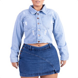 Jaqueta Jeans Plus Size Feminina Cropped