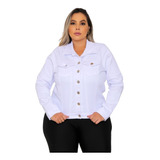Jaqueta Jeans Plus Size Feminina Lycra Casaco Tamanho Grande