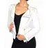 Jaqueta Jeans Slim Com Zíper Feminina Chique Elegance White