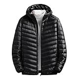 Jaqueta Masculina Com Isolamento Térmico Para Caminhada Jaqueta Leve Para Viagem De Inverno Jaqueta Com Capuz Plus Size Preto M
