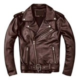 Jaqueta Masculina De Couro 100 Legítimo Motoqueiro Rock Fit