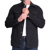 Jaqueta Masculina Jeans Slim Preta Casaco Com Bolso