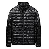 Jaqueta Masculina Leve Atlética Acolchoada Com Zíper Jaqueta Térmica De Inverno Para Corrida E Viagens Preto M