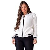Jaqueta OFF Feminina Bomber Blusa De Frio Com Ziper Inverno Cor OFF Tamanho M