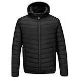 Jaqueta Puffer Bobojaco Masculina Casaco Corta Vento Acolchoada Impermeável Bolsos Capuz Removível (br, Alfa, Gg, Regular, Regular, Preto)