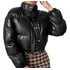 Jaqueta Puffer Couro Feminina Couro Pu Forrada