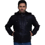 Jaqueta Slim Couro Grossa Moto Impermeável Masculina Preta