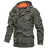 Jaqueta Tática Militar Masculina Jaqueta Casual Respirável Durável Com Capuz Removível Verde M