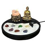 Jardim Zen Japones Buda Meditando Com Castiçal E Incensário Flor De Lótus Kit Completo