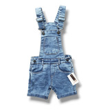 Jardineira Bermuda Macacão Jeans Infantil Masculina