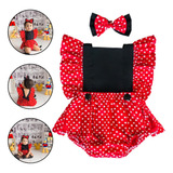 Jardineira Body Romper Baby Minnie Tiara Mesversario Ensaio