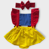 Jardineira Body Romper Saia Infantil Fantasia Mesversario