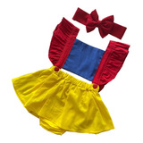 Jardineira Body Romper Saia Infantil Fantasia