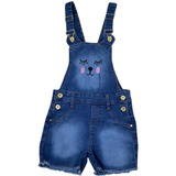 Jardineira Curta Macacão Jeans Infantil Feminina 2 Ao 8