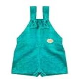 Jardineira De Bebe E Infantil Feminina Moletom Ecologico Jeans Cor Verde Tamanho P
