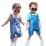 Jardineira Jeans Bebê Roupa Infantil Macacão Maternidade Bordado Ajuste Botões Em Madeira -BR- Idade- 1 Ano- JEANS-