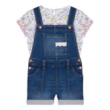 Jardineira Jeans C Camiseta Importada Bcbg Girls Menina
