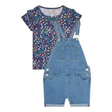 Jardineira Jeans Importada Eua Menina C Camiseta